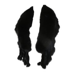 Used Black Fringed Fox Fur Stole Collar