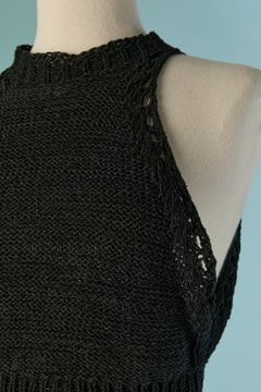 Black fringed knit crop-top and skirt ensemble ALEXANDRE VAUTHIER