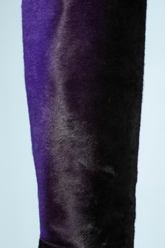 Black front and purple back ( dégradé) high boots in calfskin Tom Ford