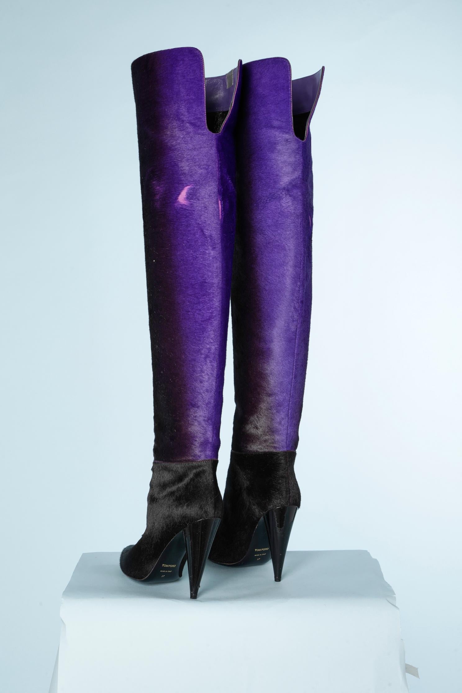Stivali alti neri davanti e viola dietro (dégradé) in pelle di vitello Tom Ford In condizioni buone in vendita a Saint-Ouen-Sur-Seine, FR