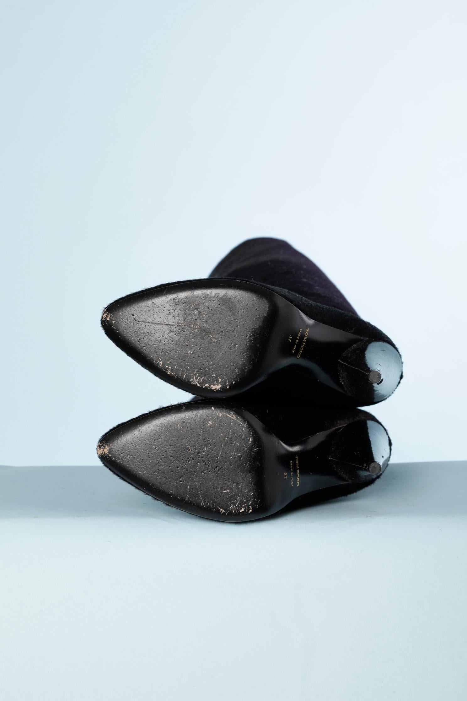 Stivali alti neri davanti e viola dietro (dégradé) in pelle di vitello Tom Ford in vendita 1