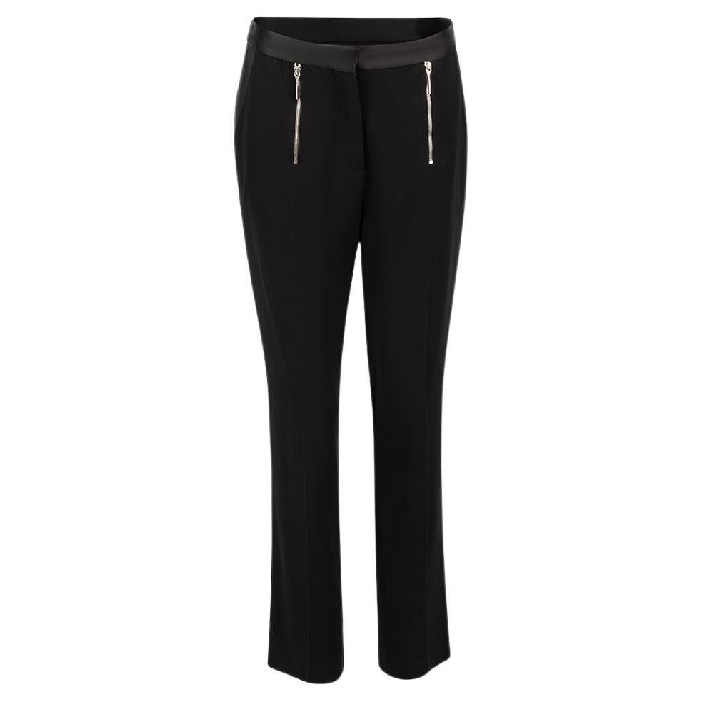 Black Front Zip Detail Trousers Size S For Sale