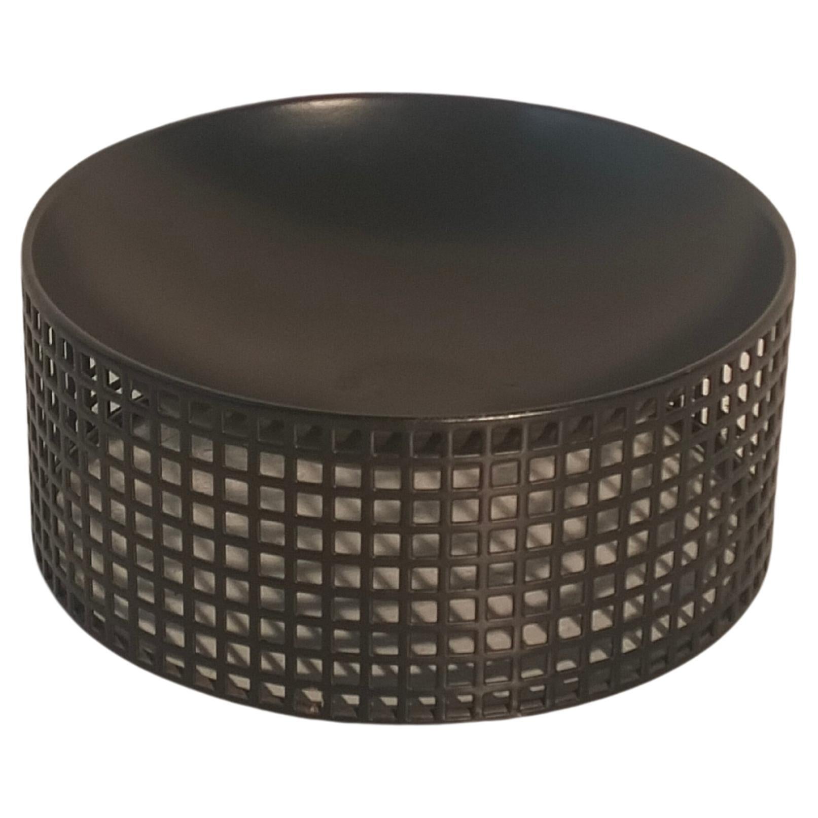 Black Fruit Bowl Centerpiece by Josef Hoffmann for Bieffeplast 1980s For Sale