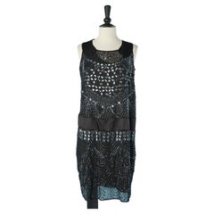 Black full beaded sleeveless cocktail dress Red Valentino 