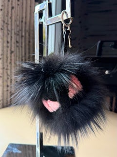 Fendi 2010s Black Fur Bag Bug Monster Key Charm Unisex Accessory