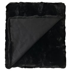 Black Fur Blanket Throw - Rex rabbit Custom to any Size or Color Black Fur Blanket Throw - Rex rabbit Custom to any Size or Color