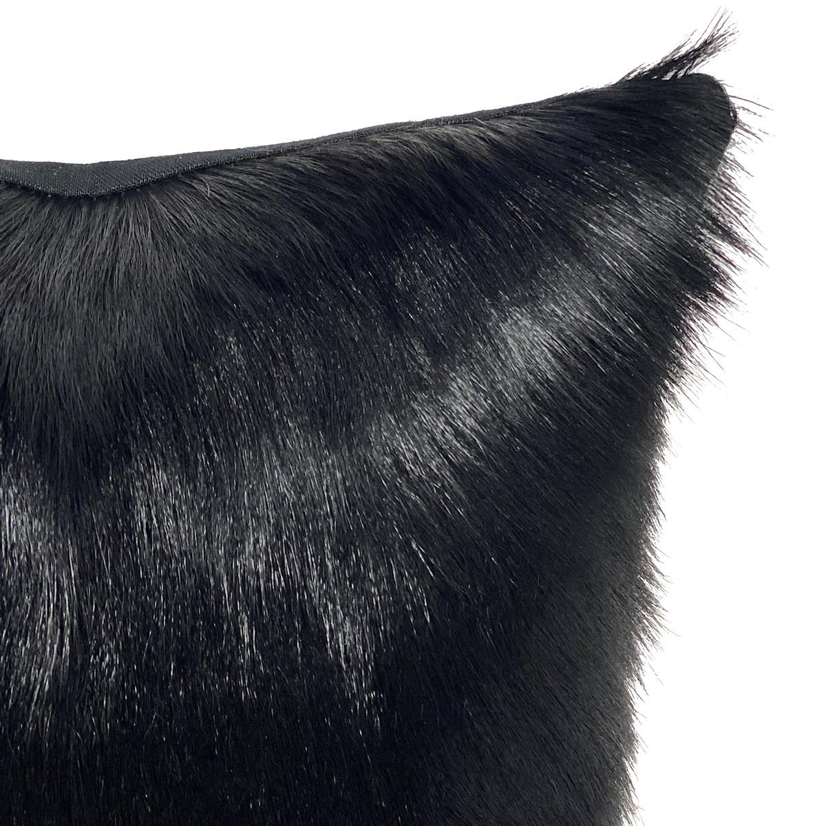 Industrial Black Fur Pillow-Goatskin - 16x16