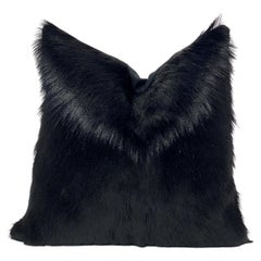 Black Fur Pillow-Goatskin - 16x16"  40x40cm