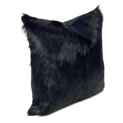 Black Fur Pillow, Goat Hair 18x18"  45x45cm