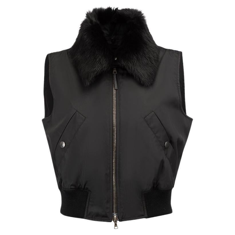 Black Fur-Trim Collar Gilet Size XL For Sale