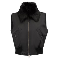 Black Fur-Trim Collar Gilet Size XL