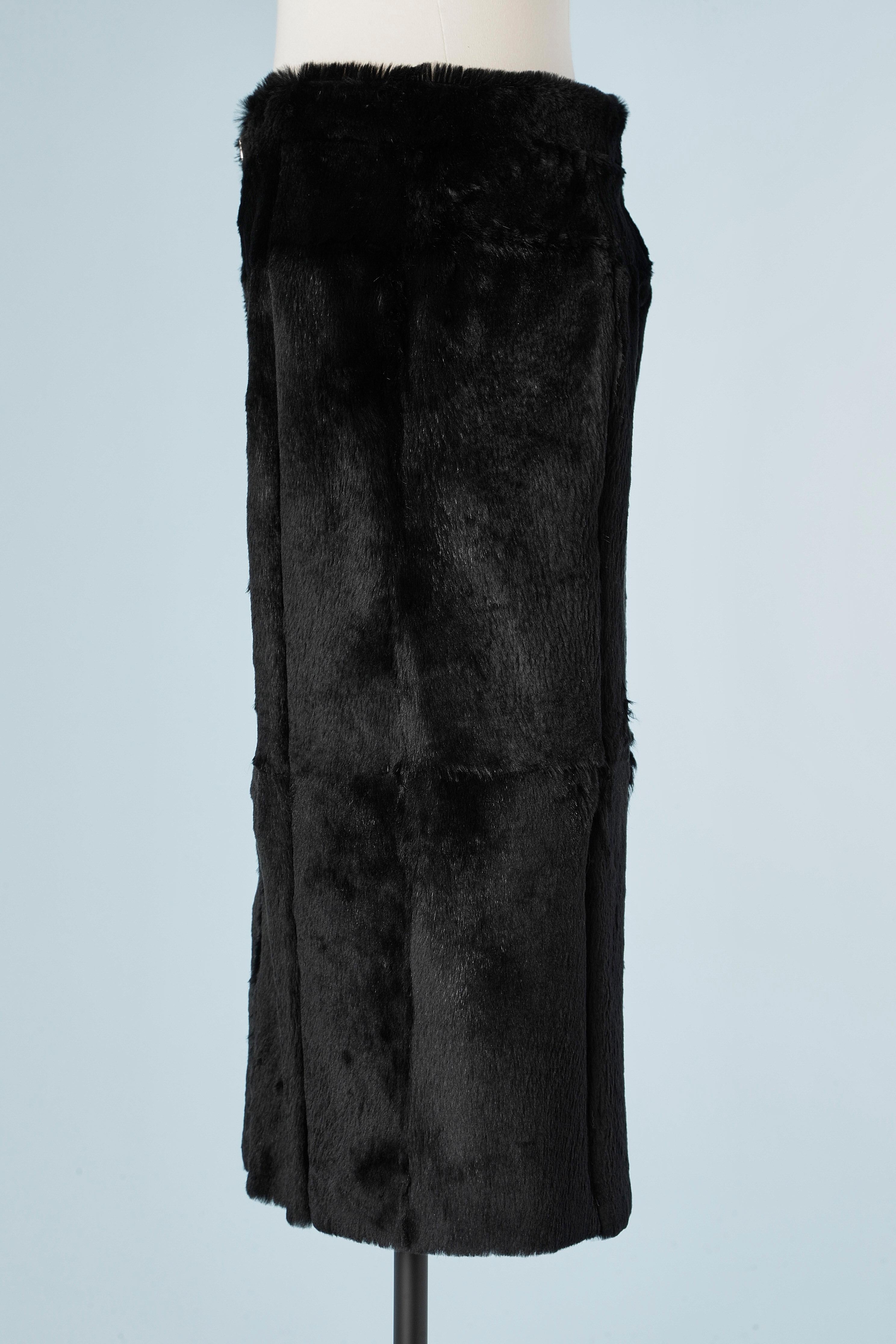 Women's Black furs skirt with zip in the middle front Peachoo + Krejberg For Sale