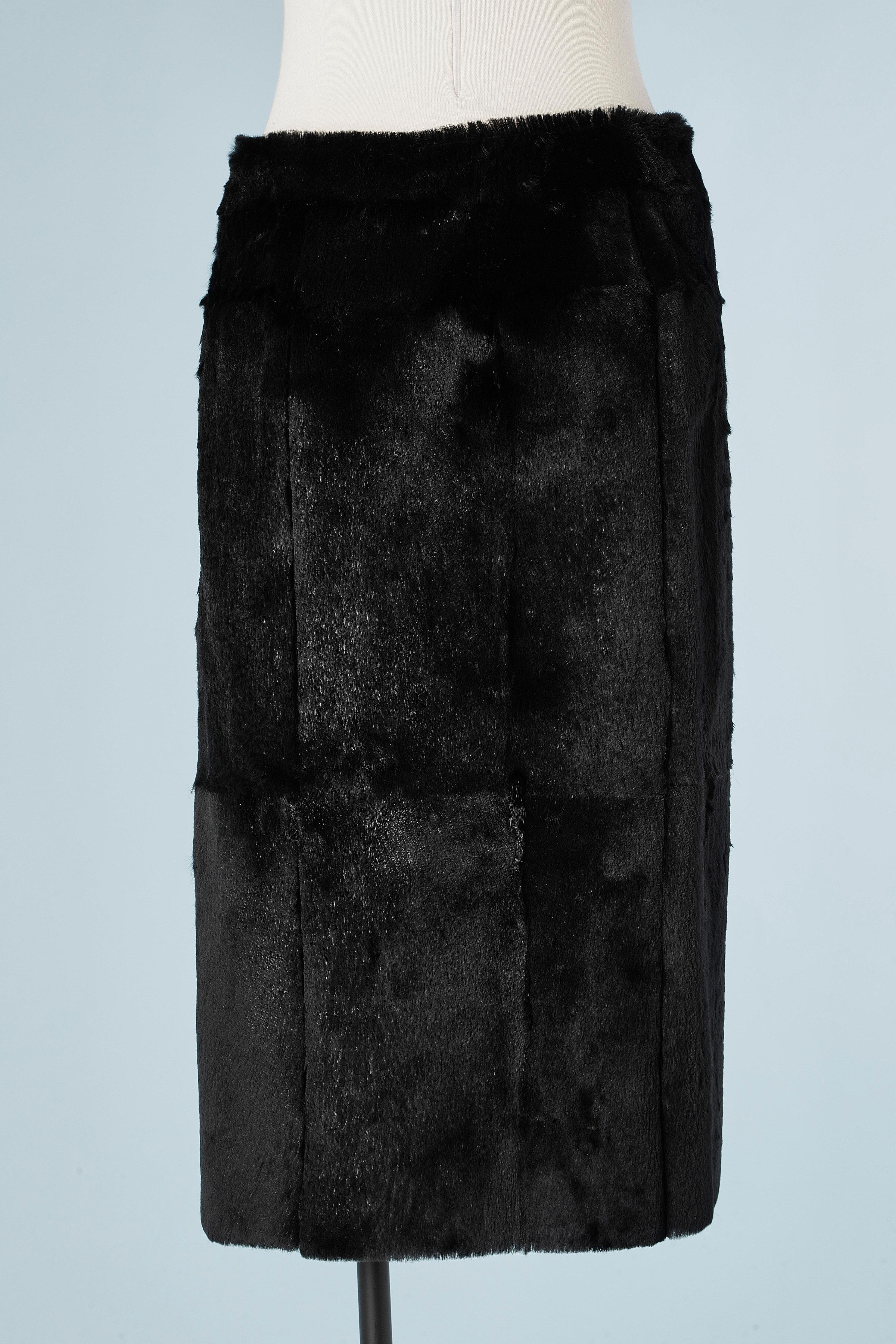Black furs skirt with zip in the middle front Peachoo + Krejberg For Sale 1