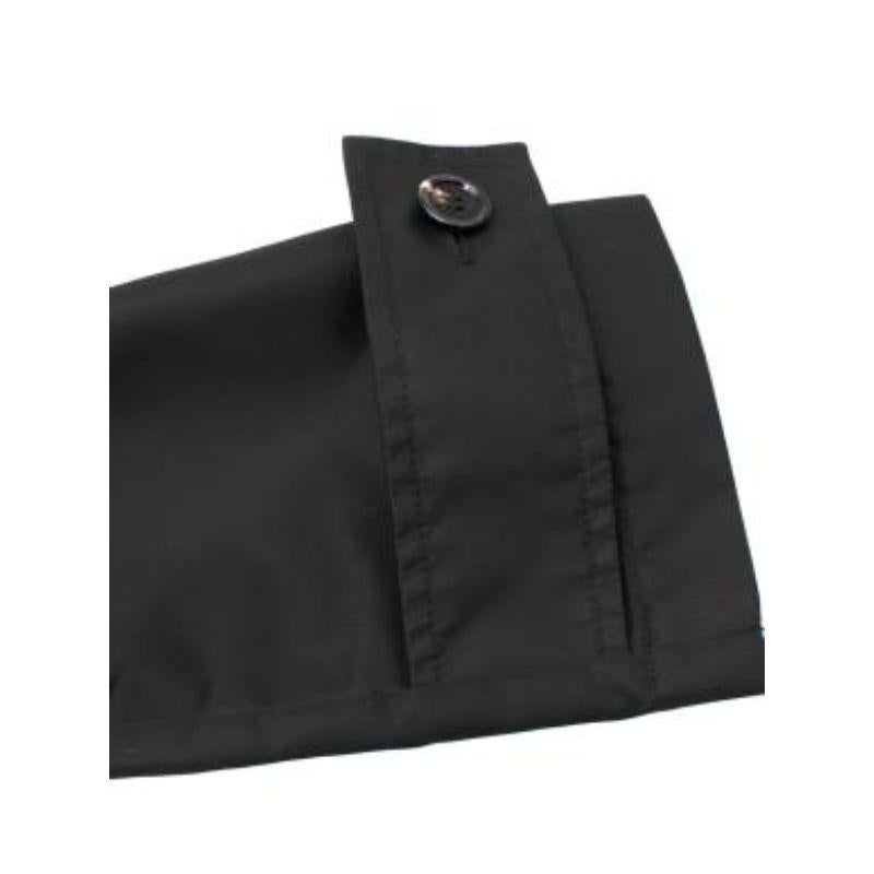 Black gabardine short trench coat For Sale 2