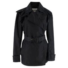 Black gabardine short trench coat