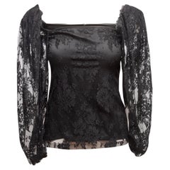 Black Galanos Lace Long Sleeve Top Size US S