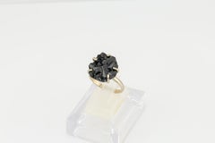 Black garnet crystal druse ring, Melanite ring