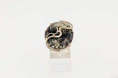 Black garnet pyrite mosaic ring