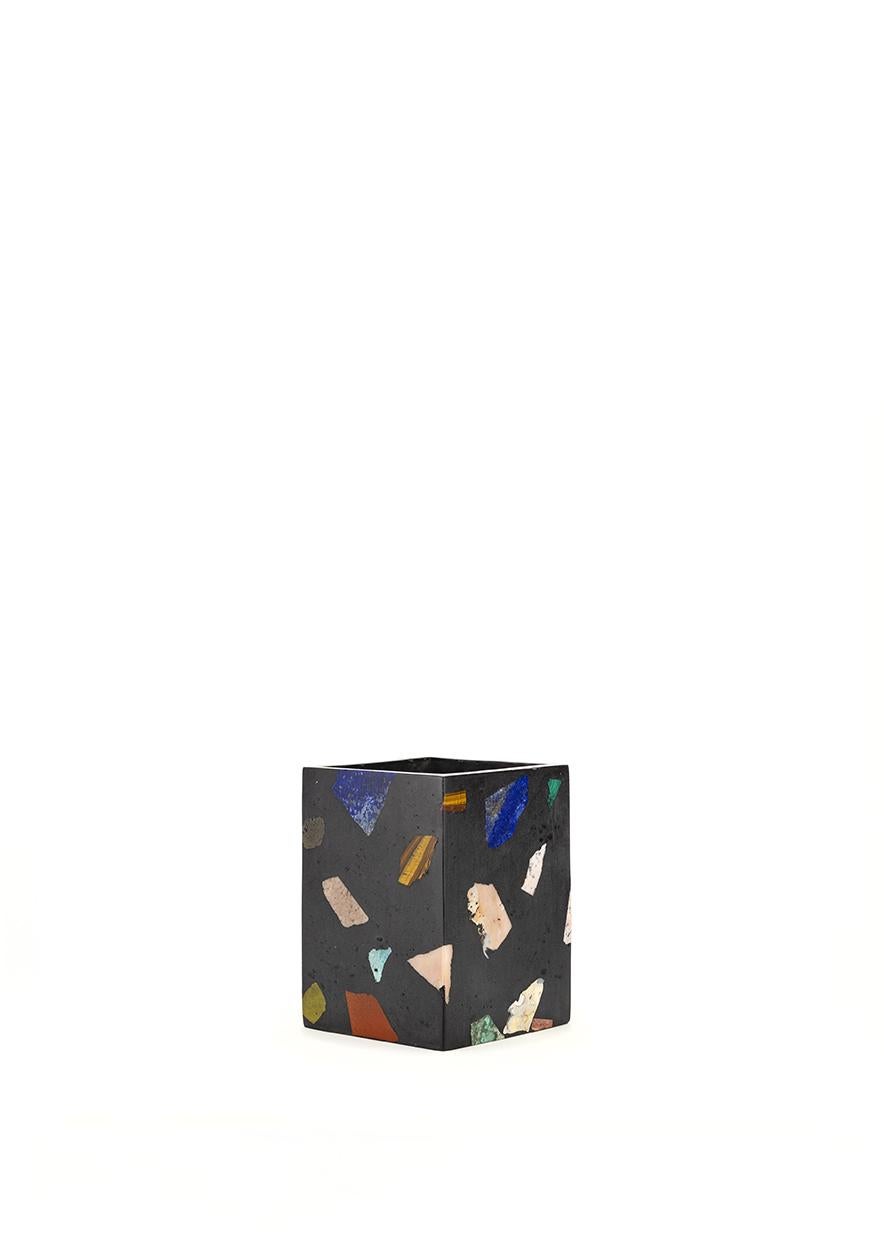 Post-Modern Black Gemstone Terrazzo Tall Vase