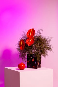 Black Cube Gemstone Terrazzo Vase or Planter