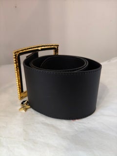 Black genuine leather crystal swarovski stones gold hardware belt NWOT