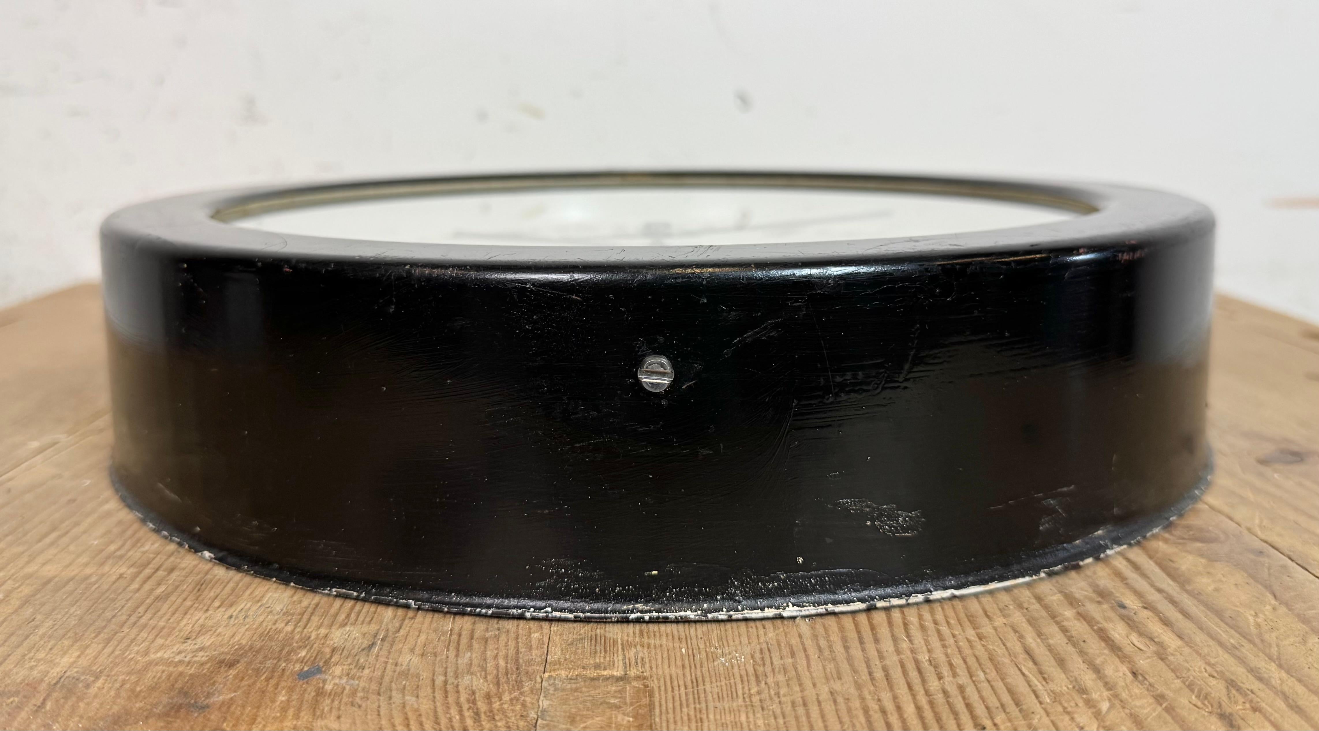 Black German Industrial Factory Wall Clock, 1950s For Sale 5
