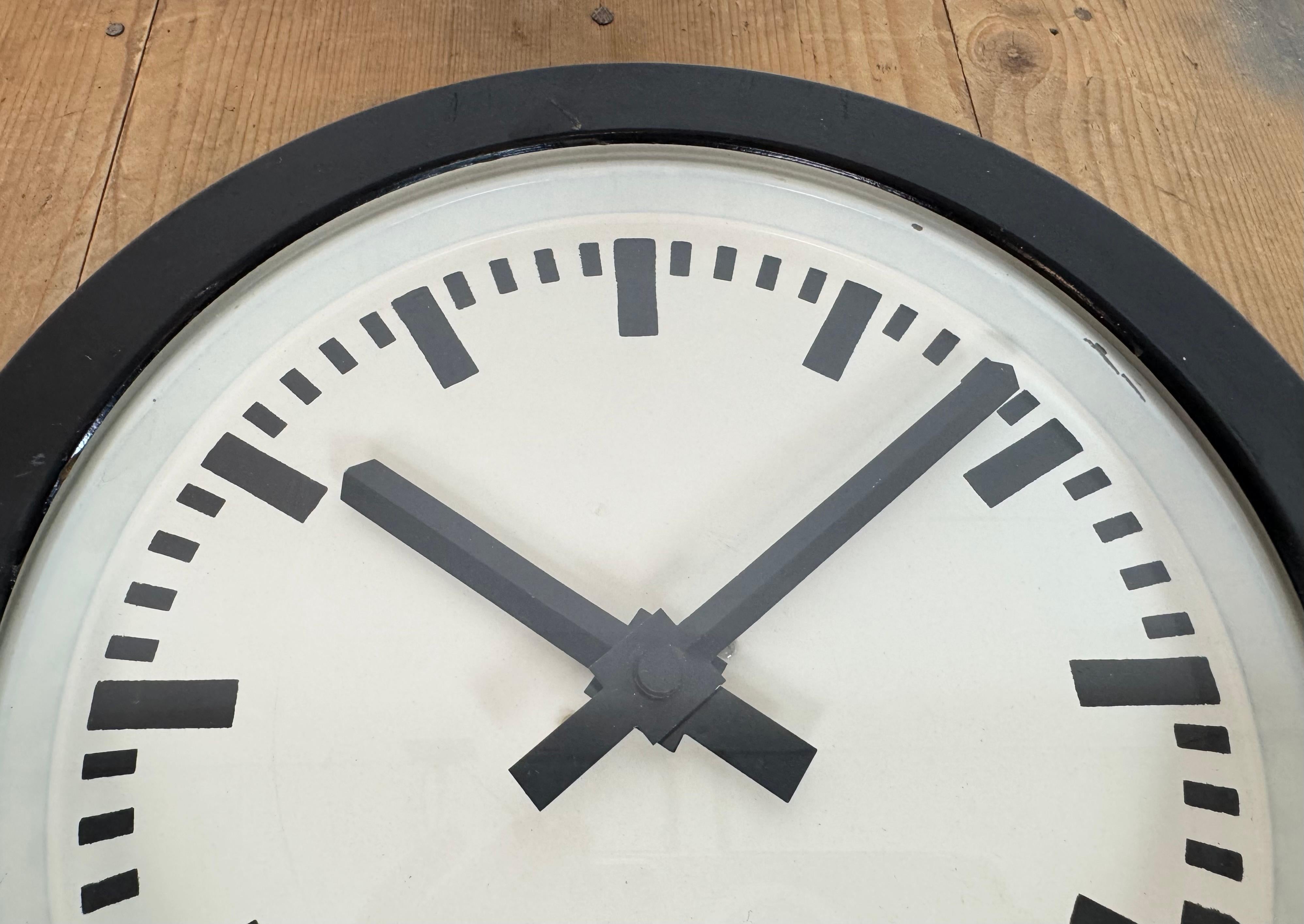 Black German Industrial Factory Wall Clock, 1950s For Sale 6