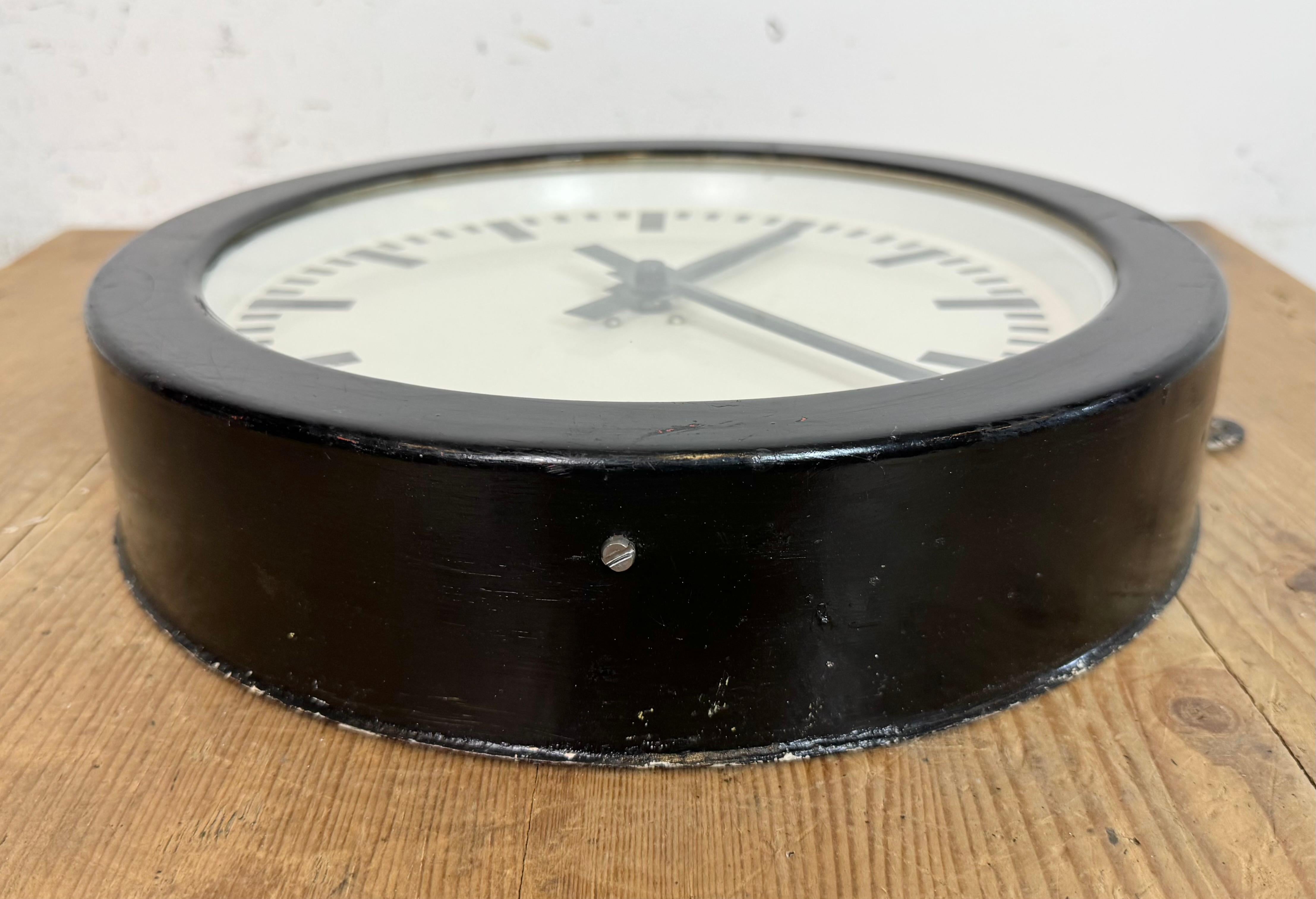 Black German Industrial Factory Wall Clock, 1950s For Sale 7