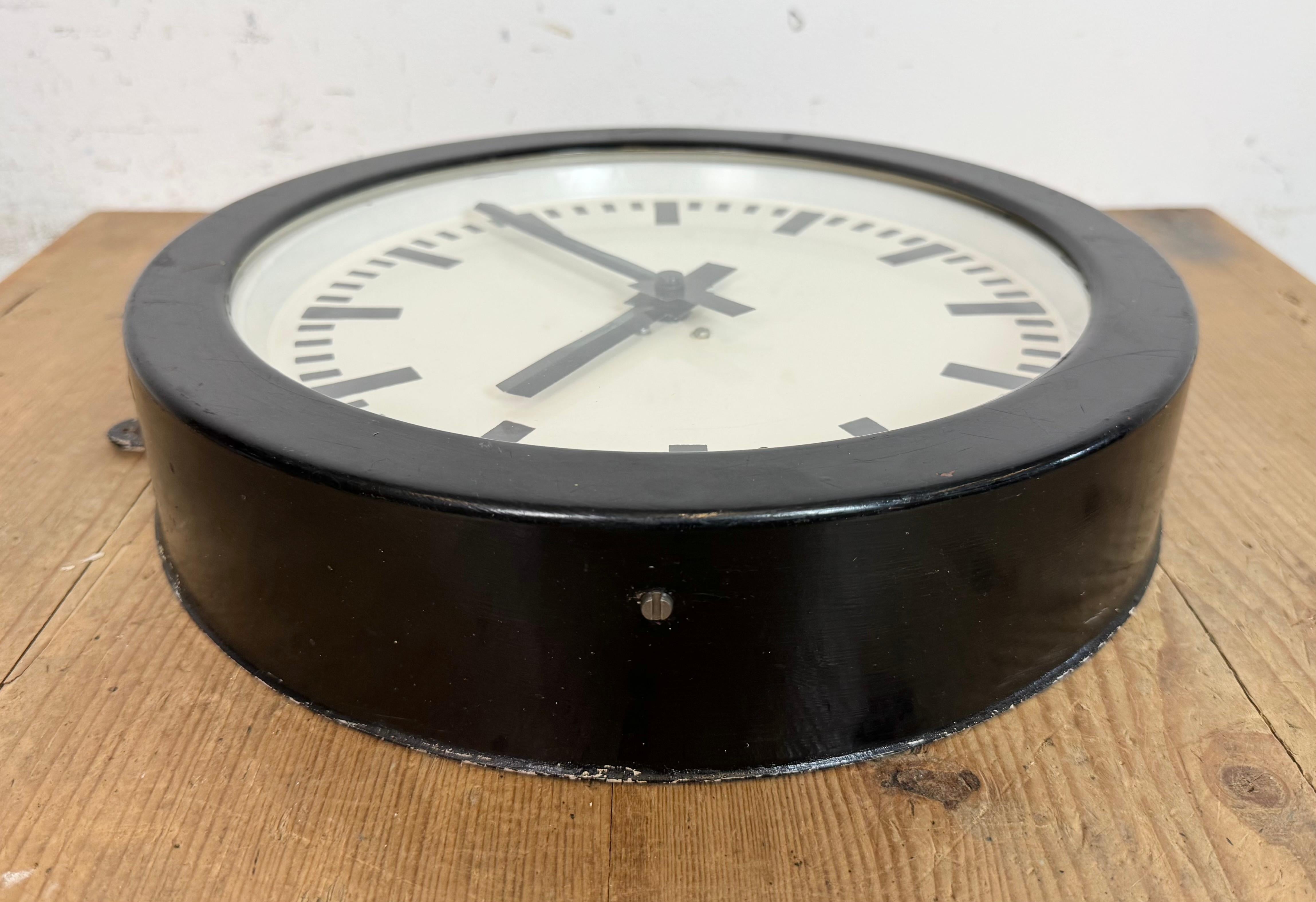 Black German Industrial Factory Wall Clock, 1950s For Sale 9