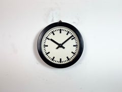Black German Industrial Factory Wall Clock, 1950s