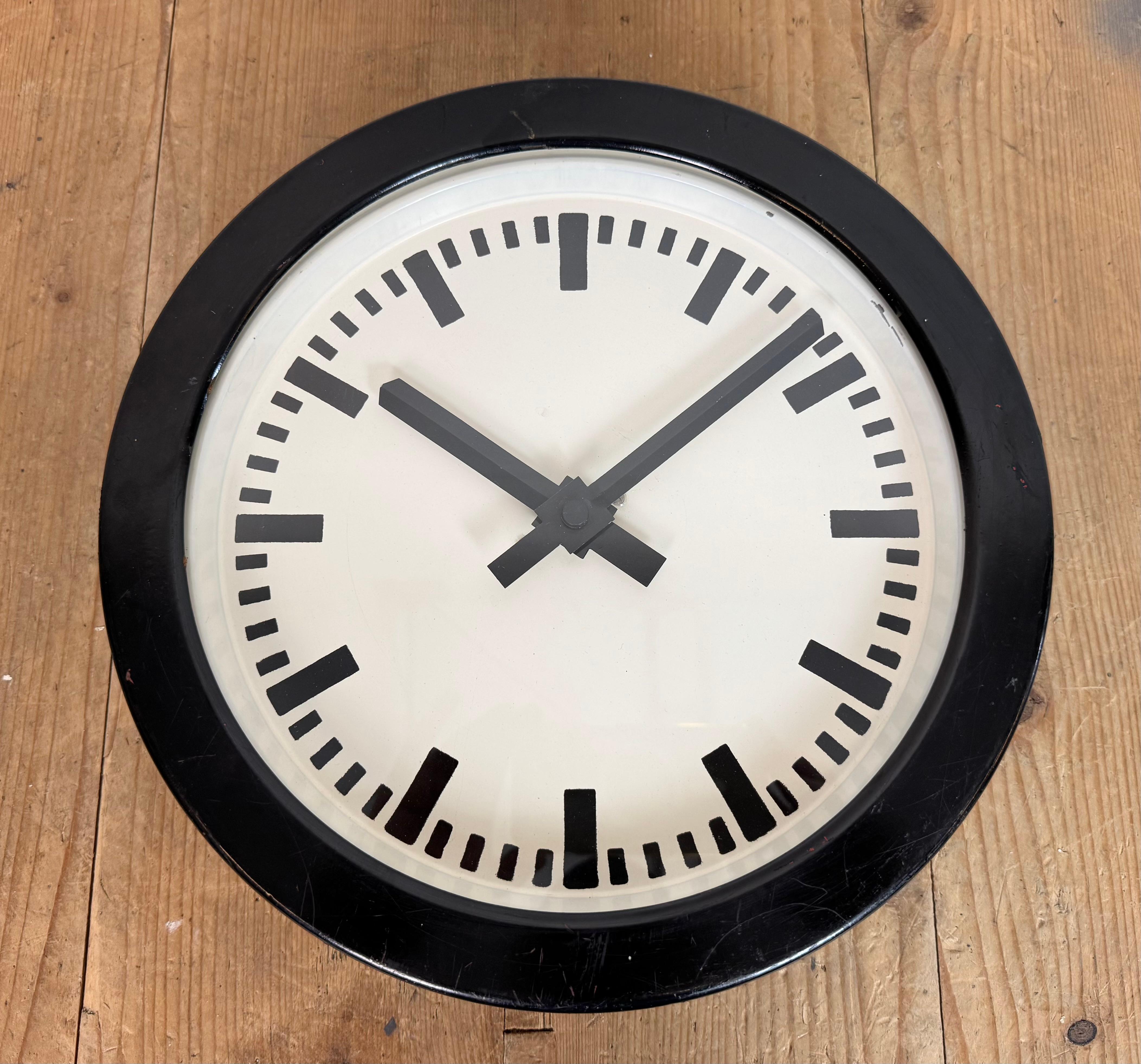 Black German Industrial Factory Wall Clock, 1950s For Sale 4