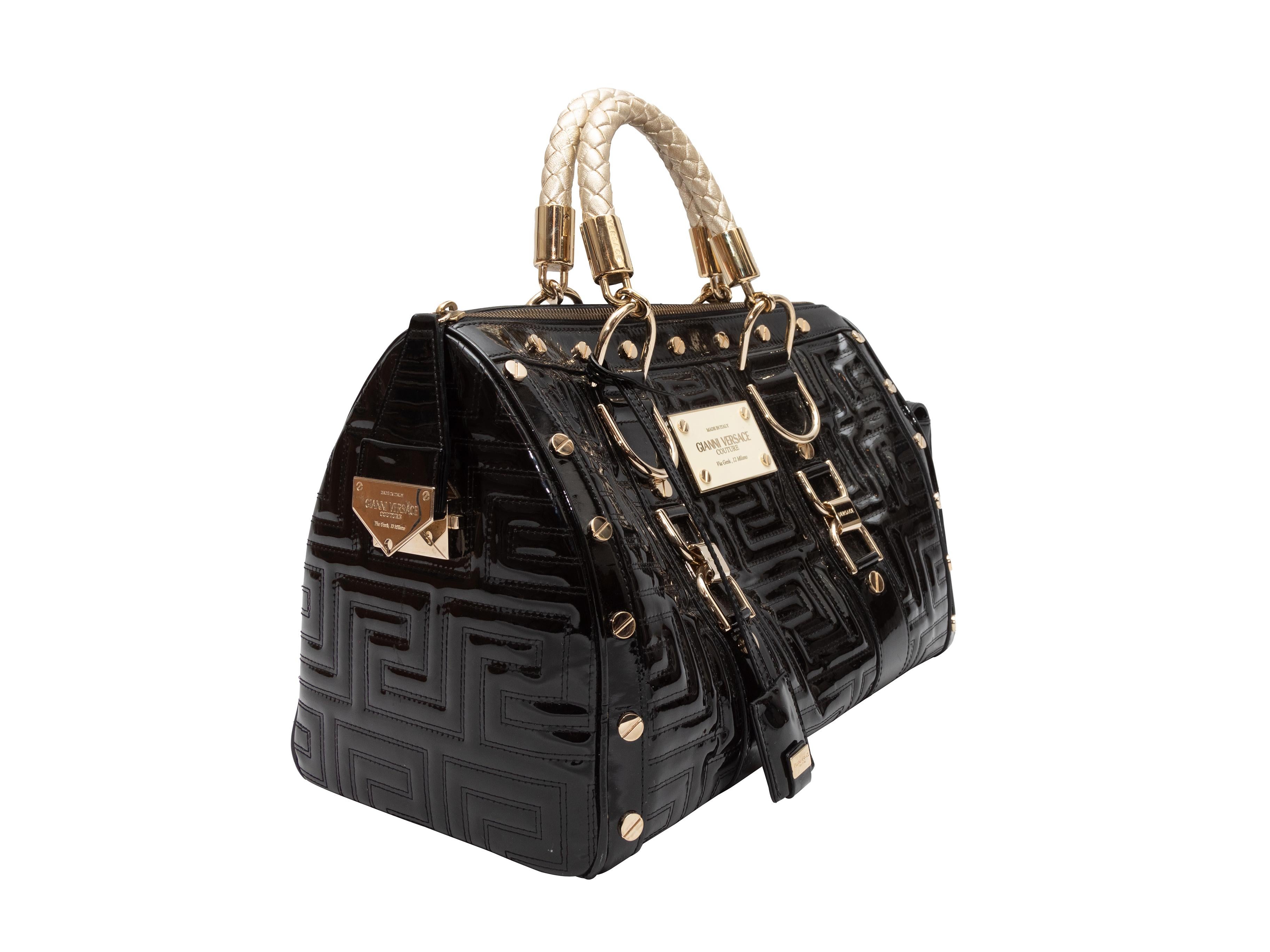 Schwarze Gianni Versace-Handtasche aus Lackleder mit Schnappverschluss Damen