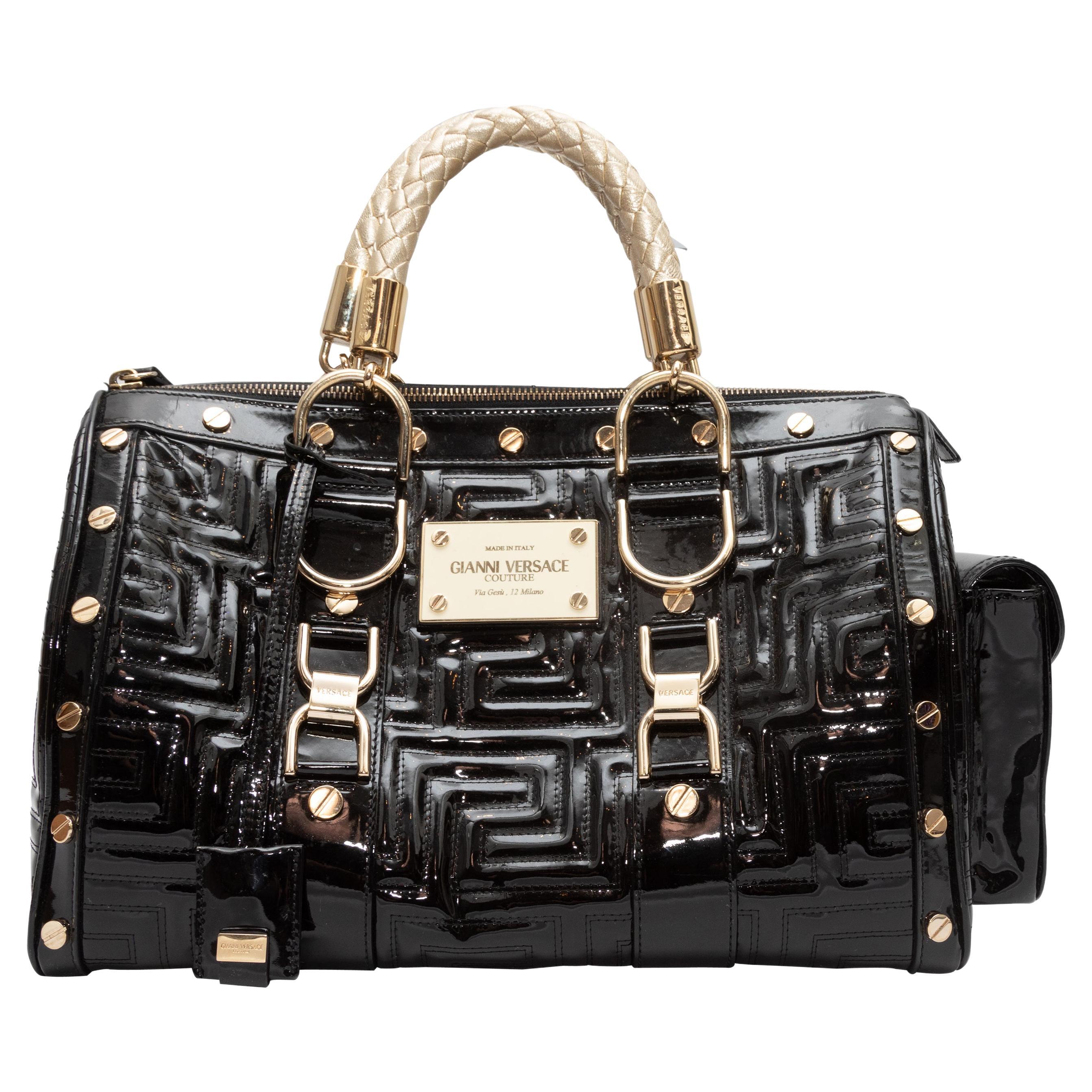 Black Gianni Versace Patent Leather Snap Out Of It Handbag For Sale at  1stDibs