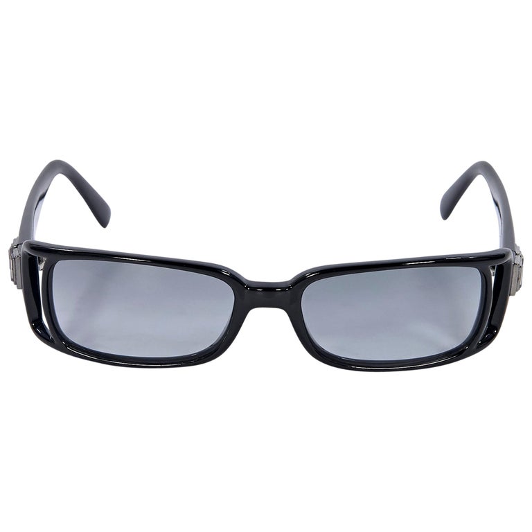 Black Gianni Versace Rectangular Sunglasses For Sale at 1stdibs