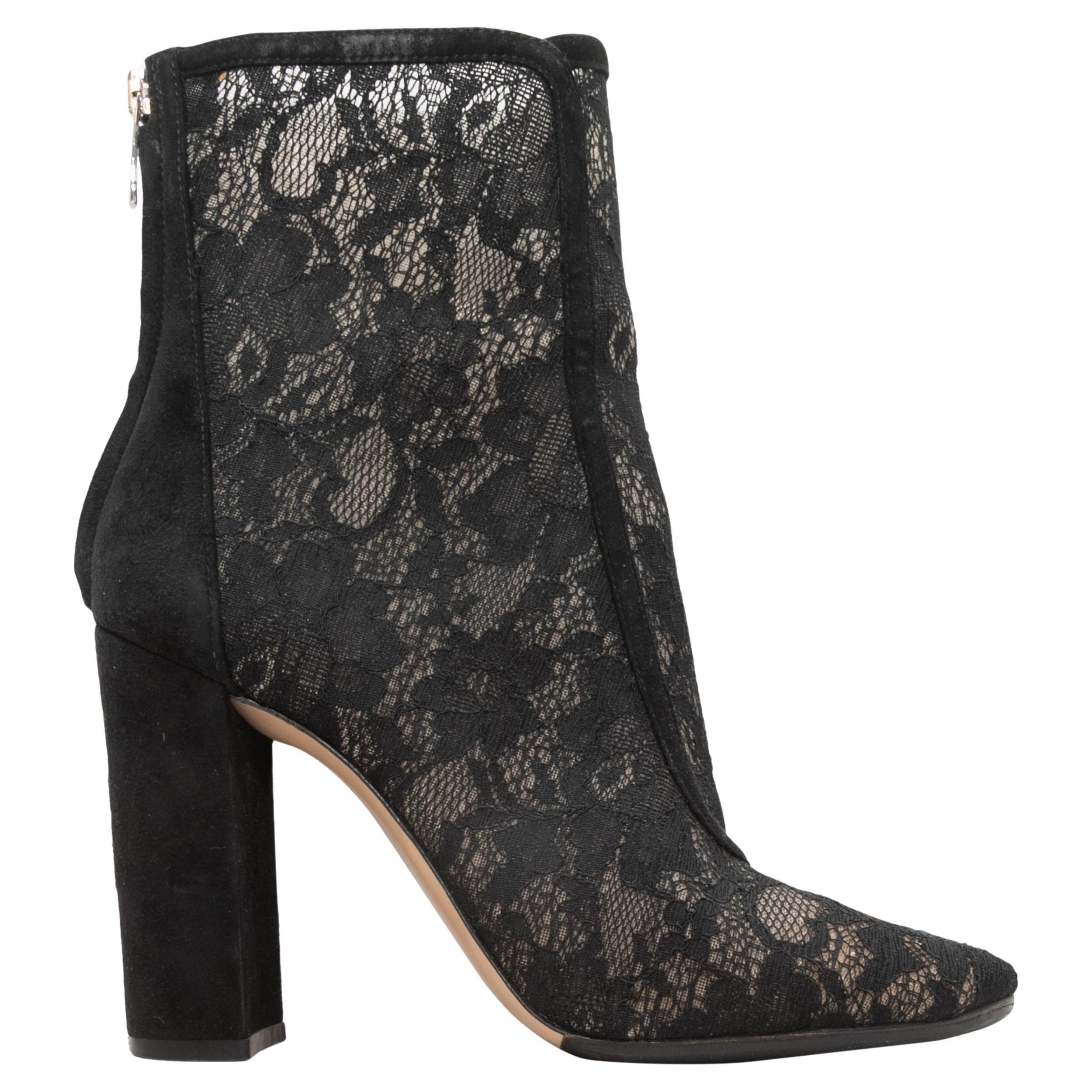 Gianvito Rossi - Bottines noires en dentelle, taille 38