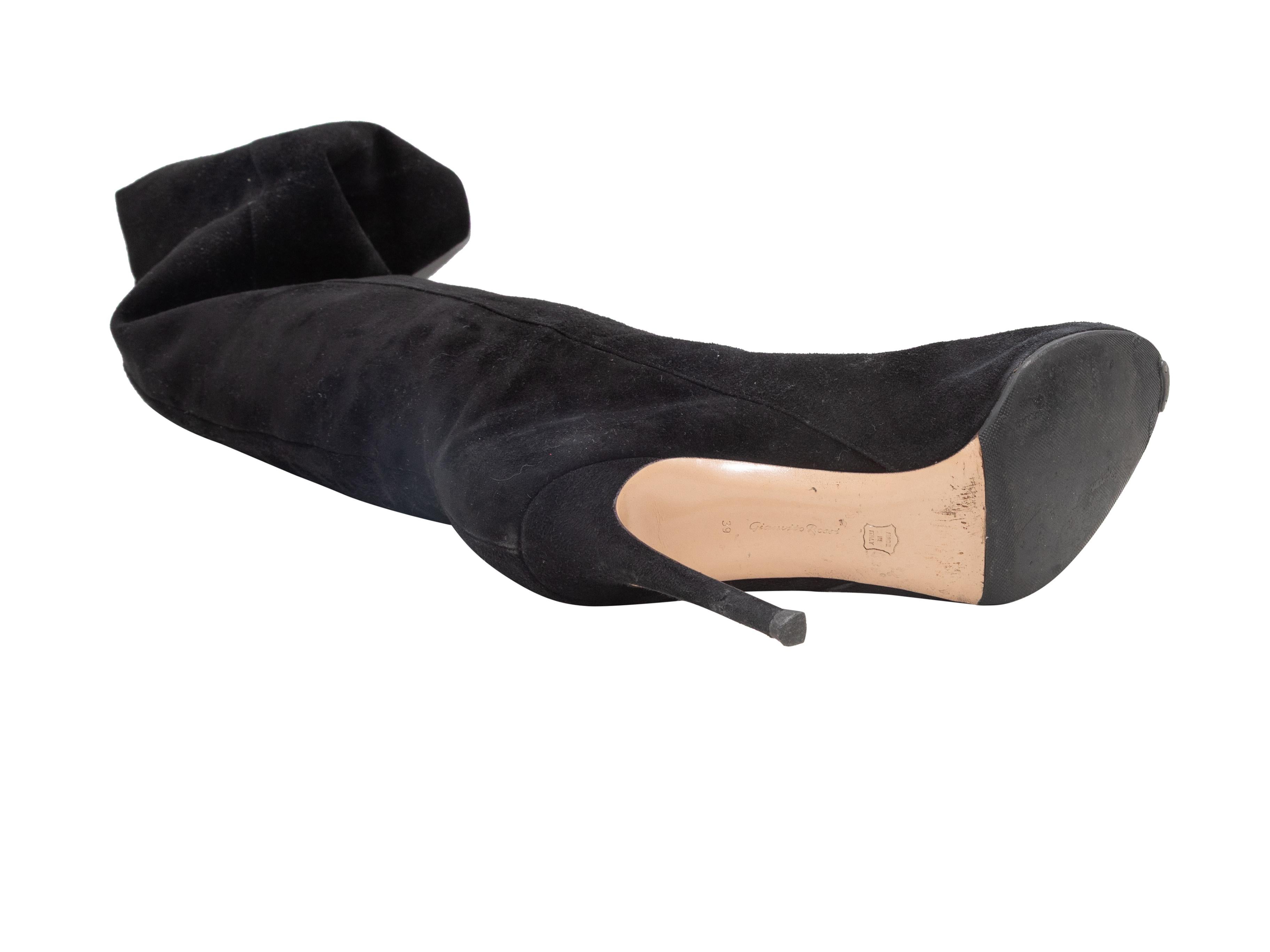 Donna Black Gianvito Rossi Suede Heeled Over-The-Knee Boots Size 39 in vendita