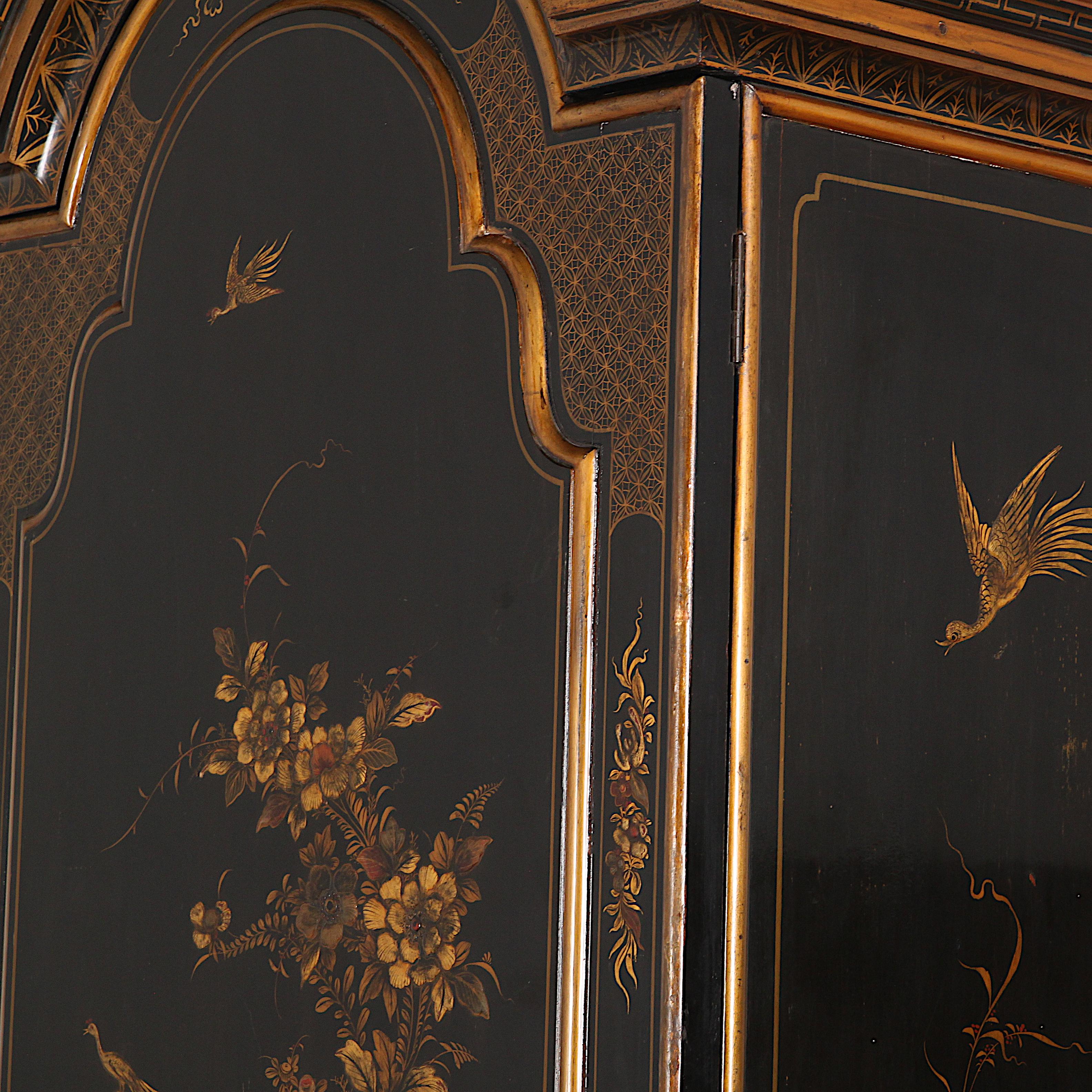 Chinoiserie Black and Gilt Lacquered ‘Japanned’ Armoire from Paris