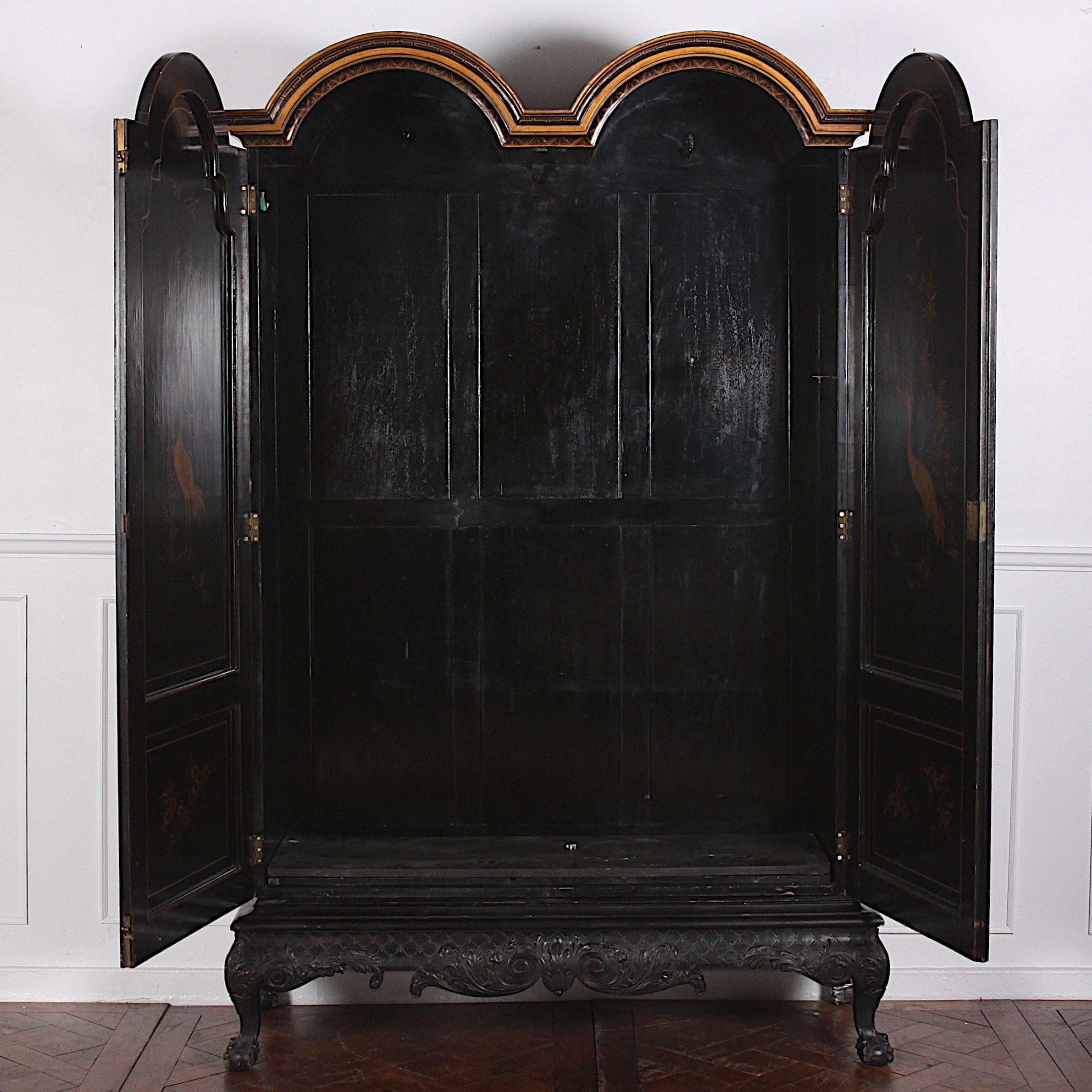 French Black and Gilt Lacquered ‘Japanned’ Armoire from Paris