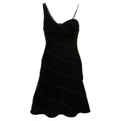 Mini abito asimmetrico in velluto nero Giorgio Armani taglia IT 38