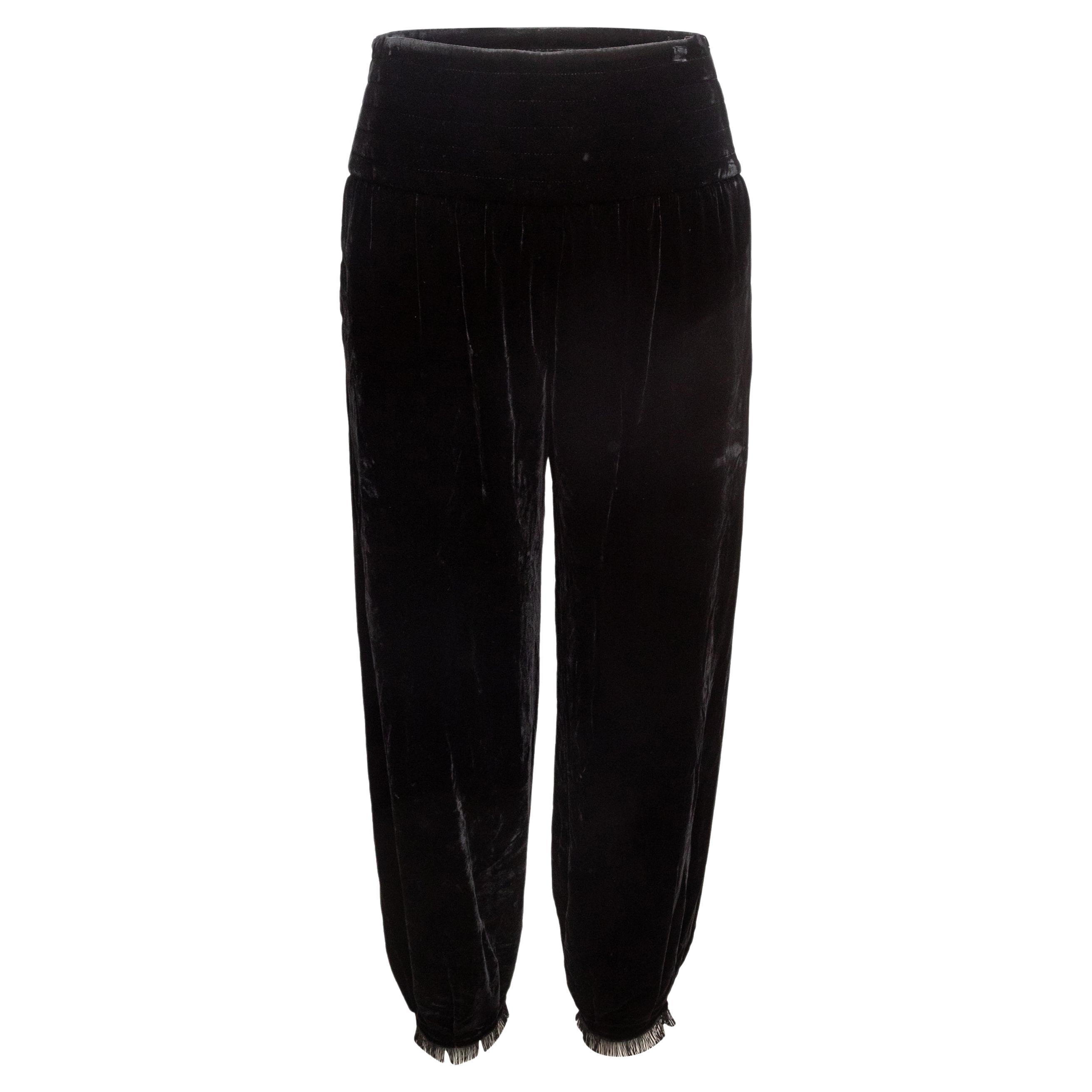 Black Giorgio Armani Velvet Tapered Pants Size IT 40