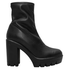Black Giuseppe Zanotti Chunky Leather Ankle Boots Size 39