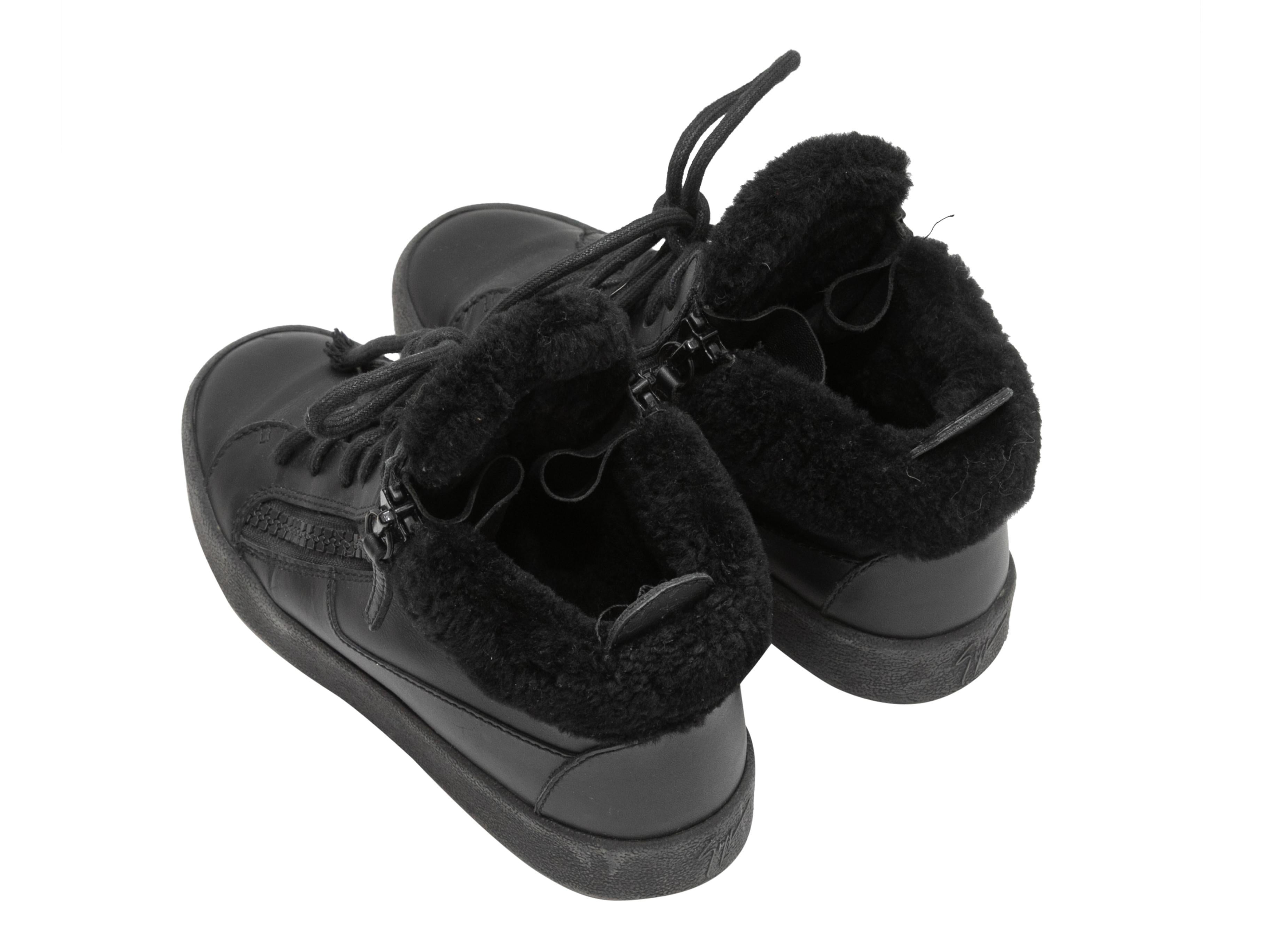 Women's Black Giuseppe Zanotti High-Top Shearling-Trimmed Sneakers Size 36 For Sale