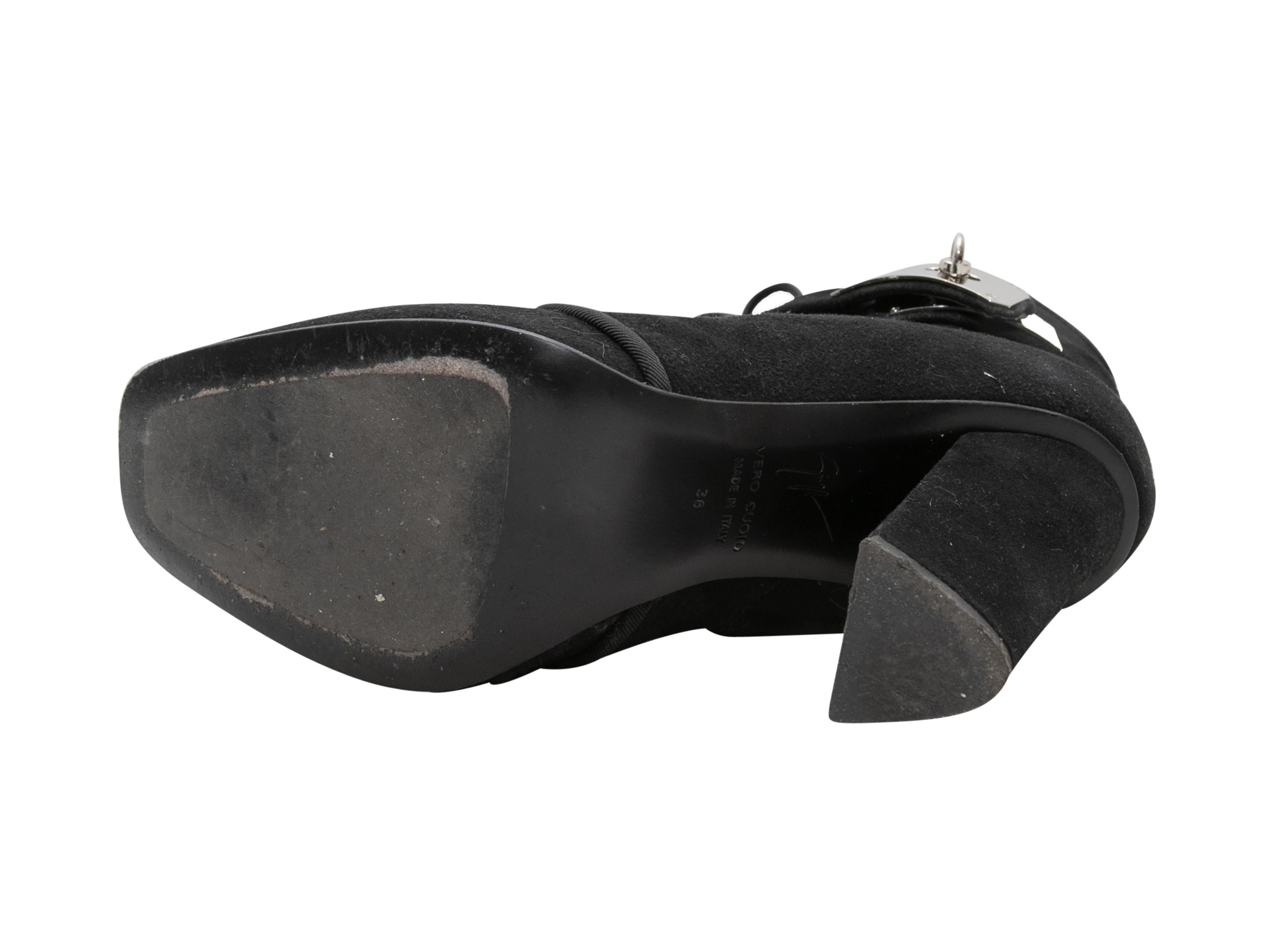 Black Giuseppe Zanotti Suede Heeled Lace-Up Ankle Boots Size 36 For Sale 1