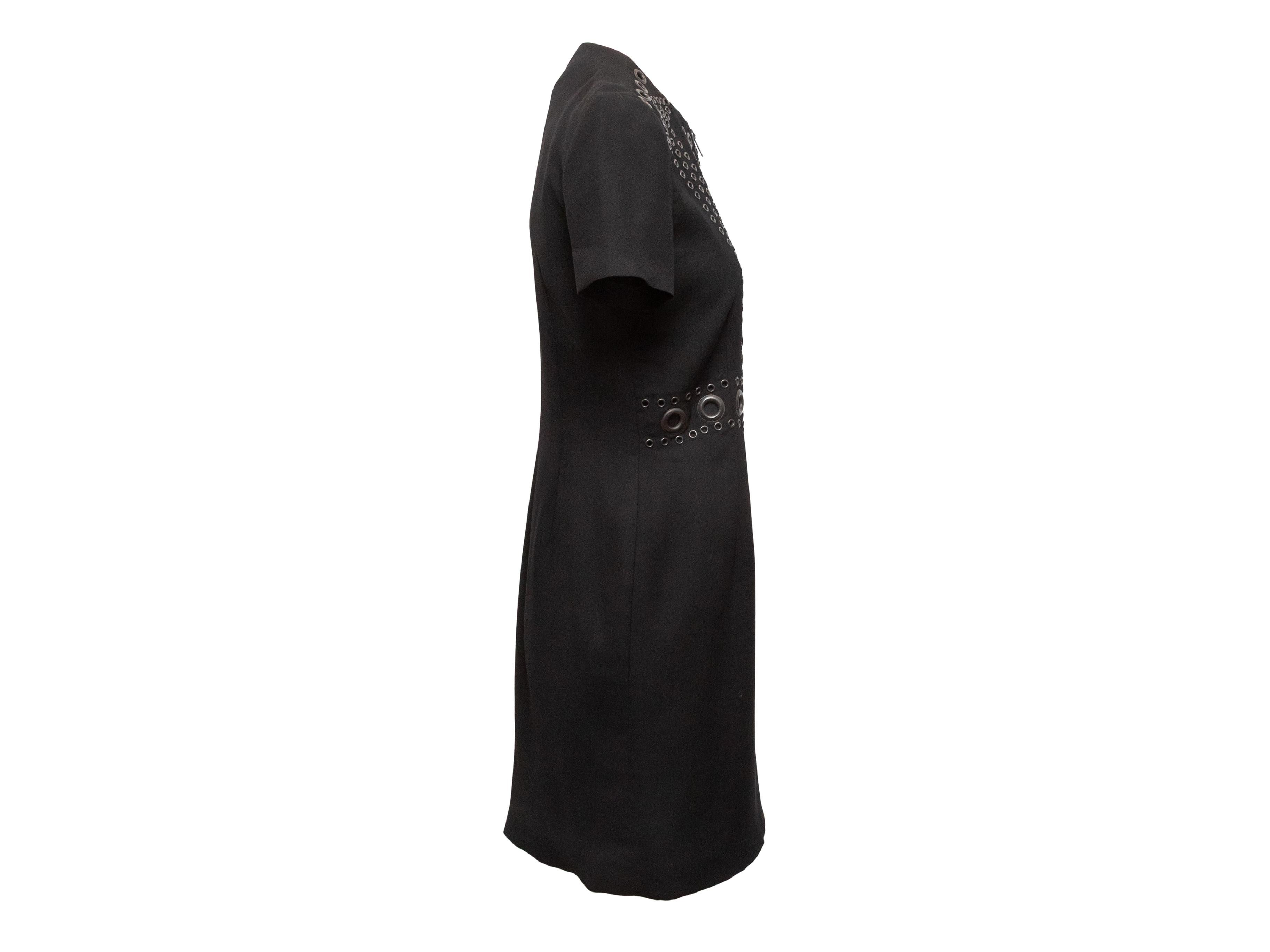 Nero Black Givenchy Grommet-Embellished Short Sleeve Dress Size FR 42 in vendita