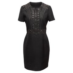 Black Givenchy Grommet-Embellished Short Sleeve Dress Size FR 42