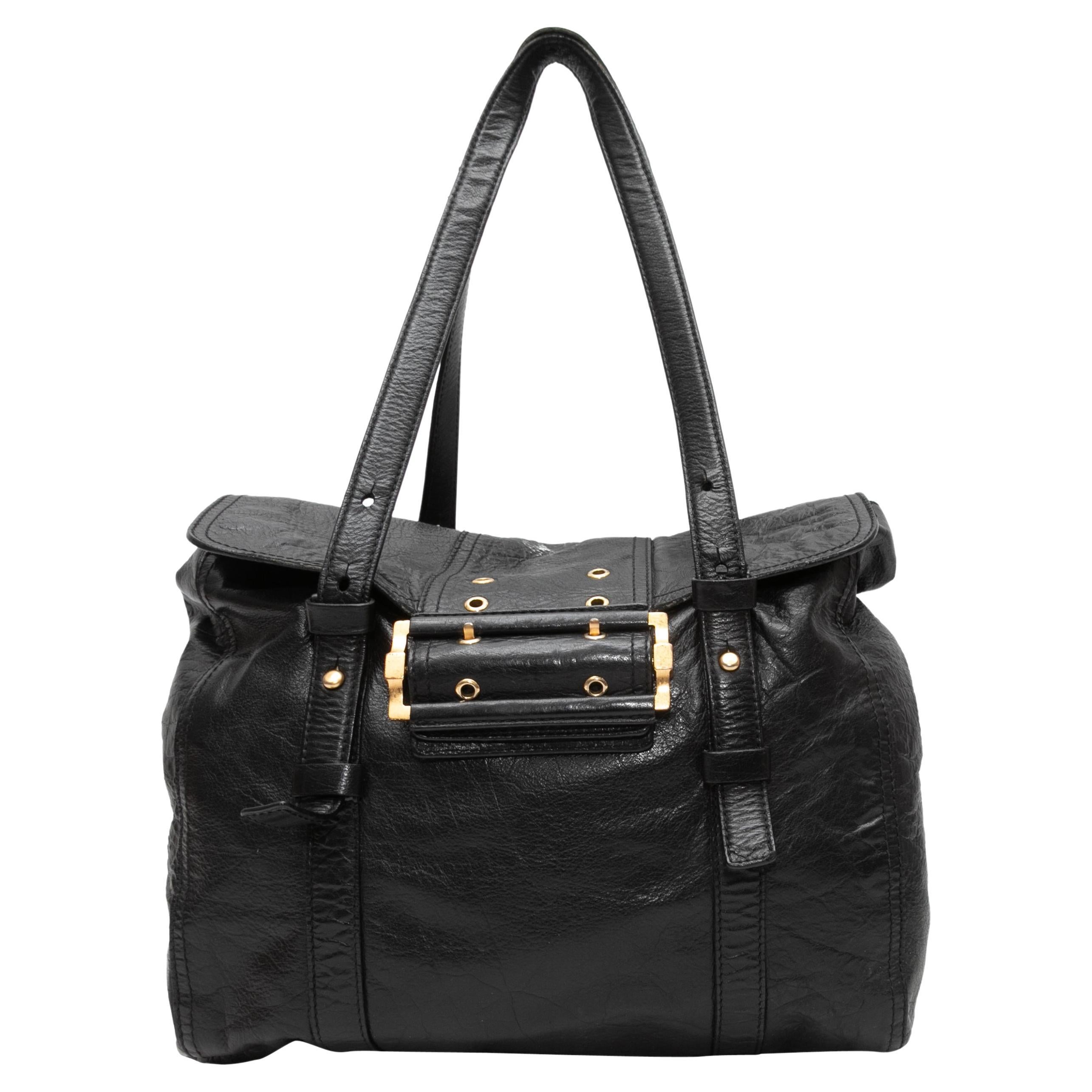 Black Givenchy Large Leather Buckle Tote For Sale