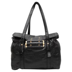 Vintage Black Givenchy Large Leather Buckle Tote