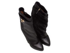 Black Givenchy Pointed-Toe Leather Shark Boots