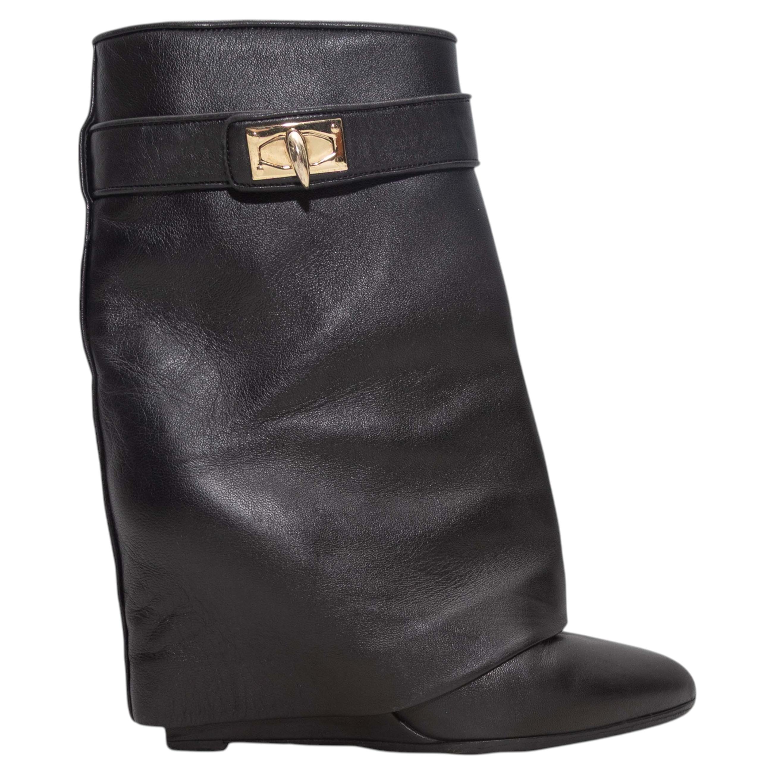 Black Givenchy Pointed-Toe Leather Shark Boots