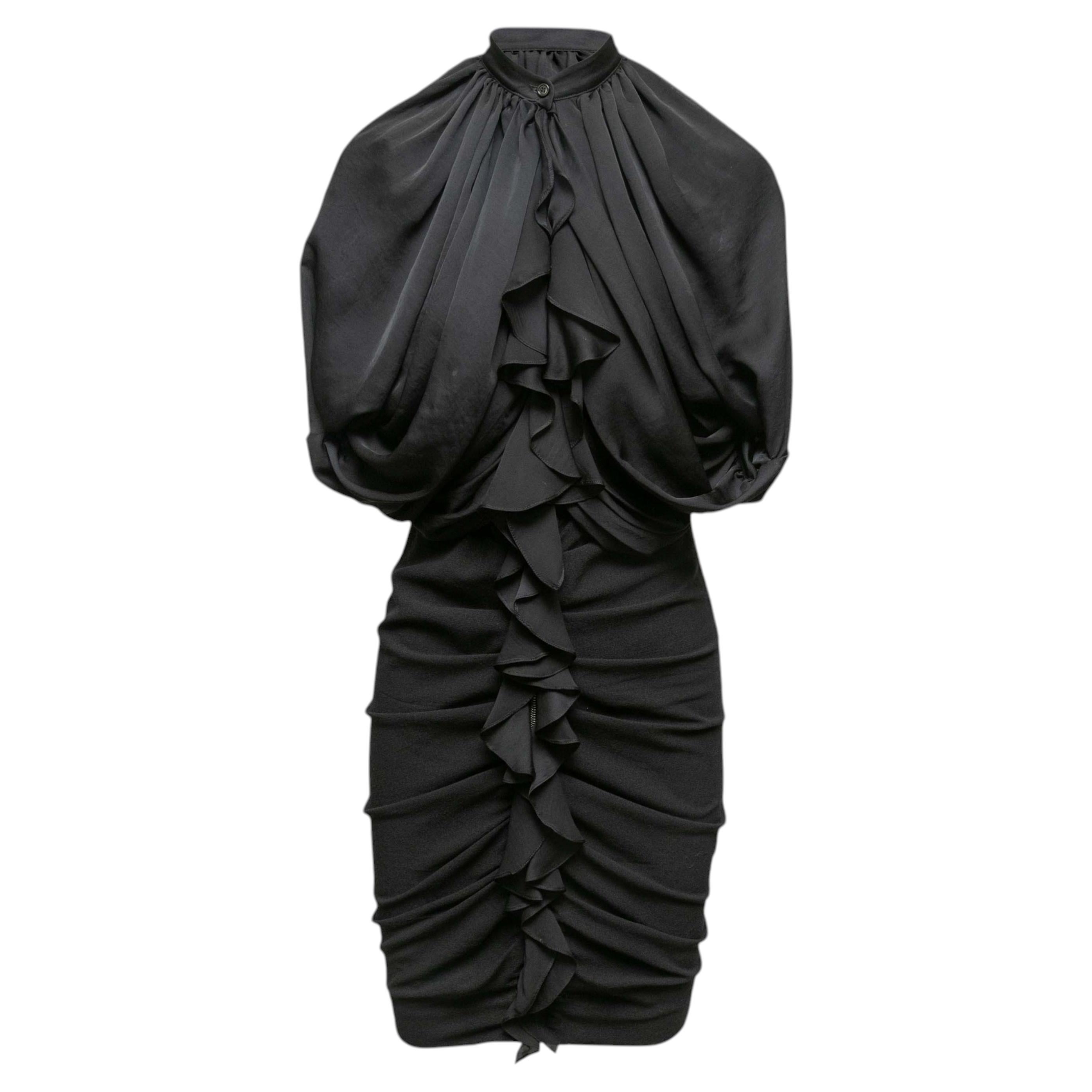 Pre-owned Givenchy Black  Ruched Dress Size Fr 40